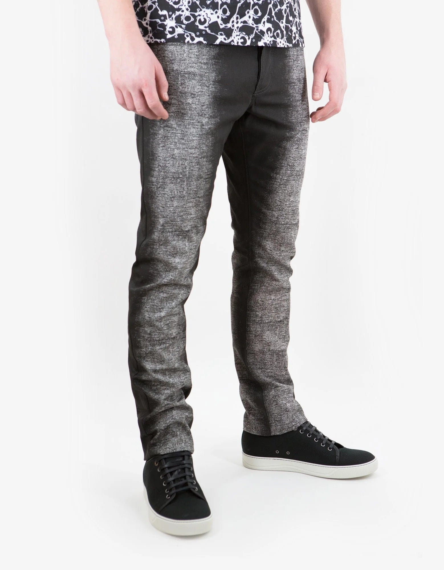 Balenciaga Black Spray Paint Effect Slim Cotton Jeans - 2