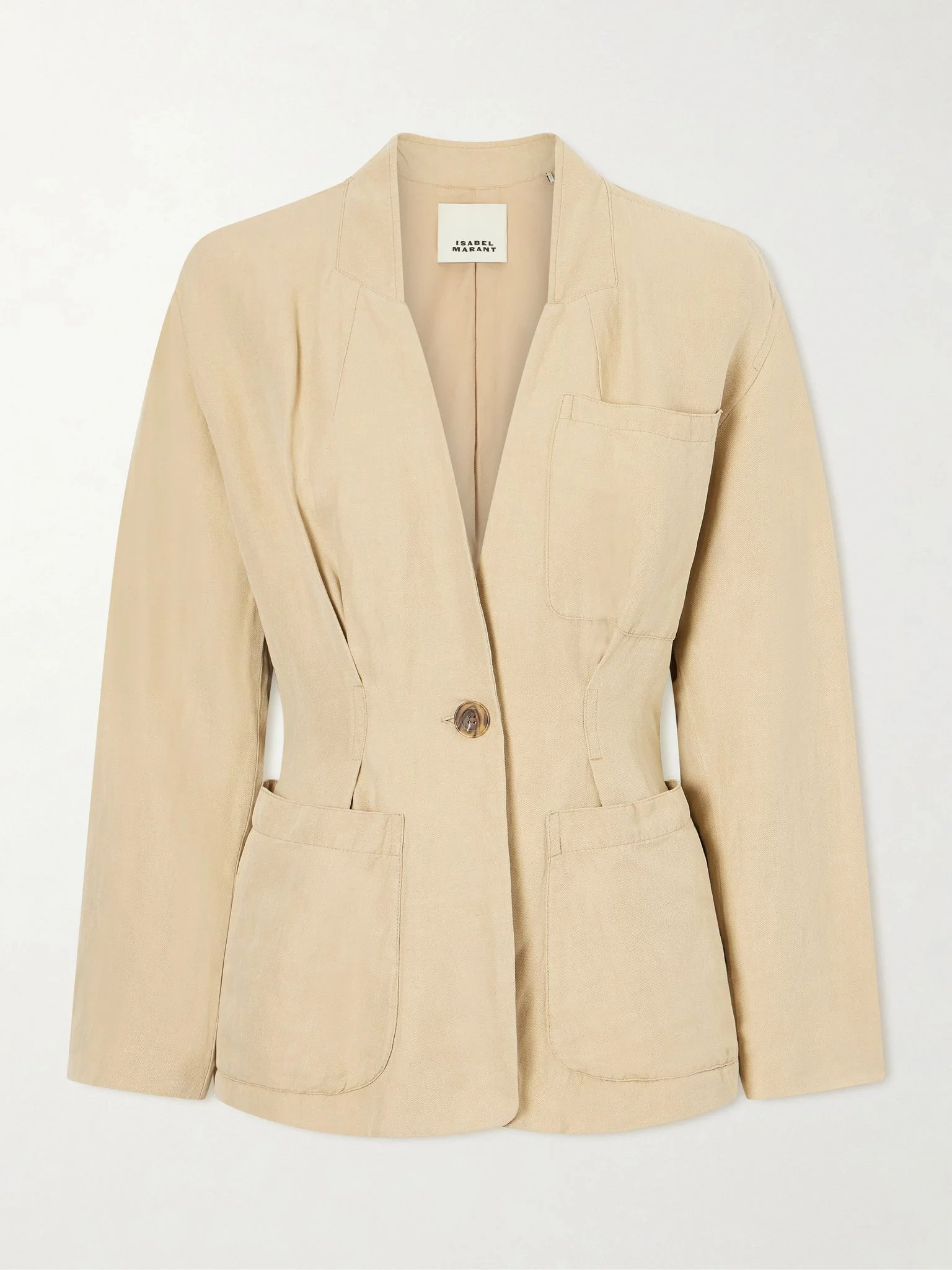 Soraya linen and silk-blend blazer Beige - 1