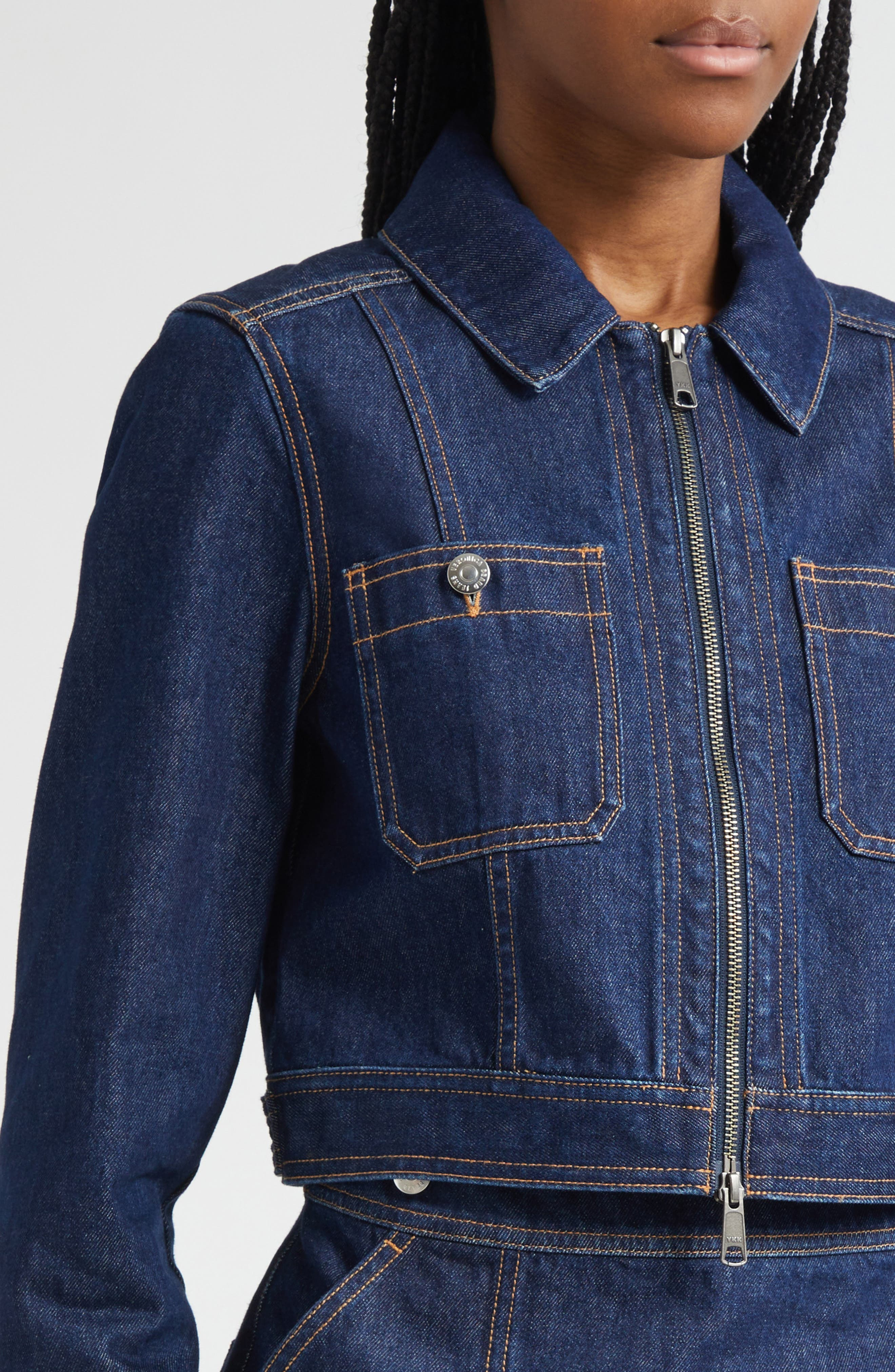 Veronica Beard Patty Crop Denim Jacket in Indigo Rinse at Nordstrom - 4