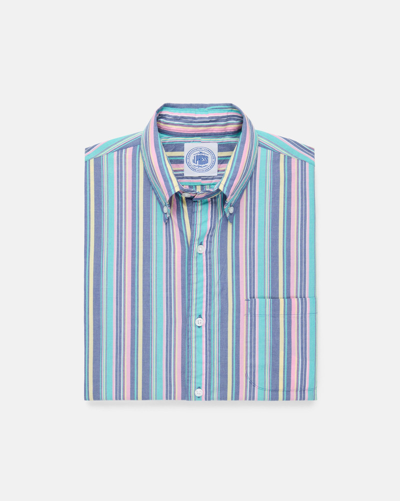 BLUE & PURPLE STRIPE SHORT SLEEVE SPORT SHIRT - CLASSIC FIT 1