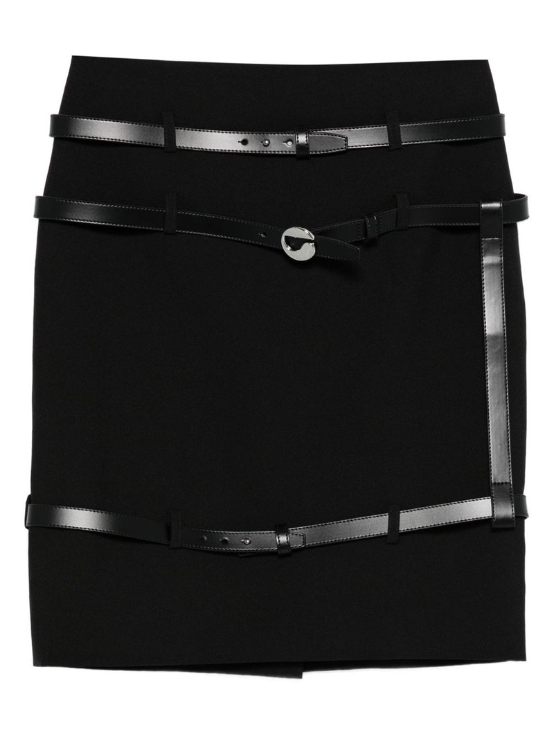 leather-trimmed belted skirt 1