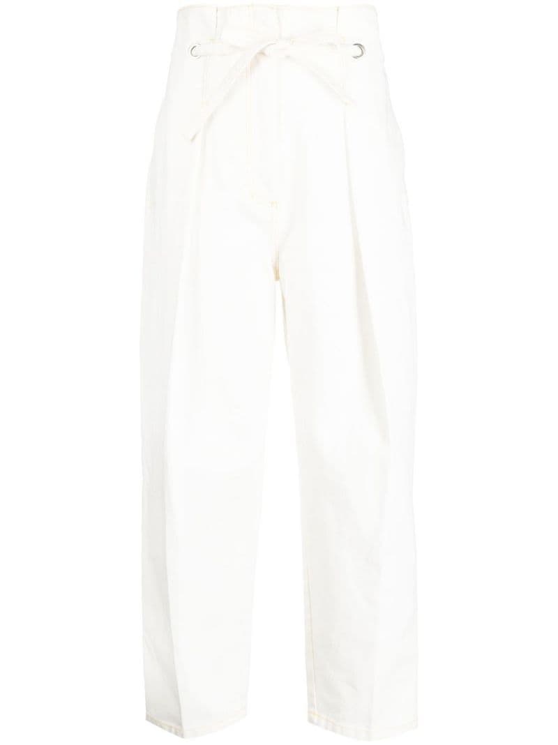 pleat-detail straight-leg trousers - 1