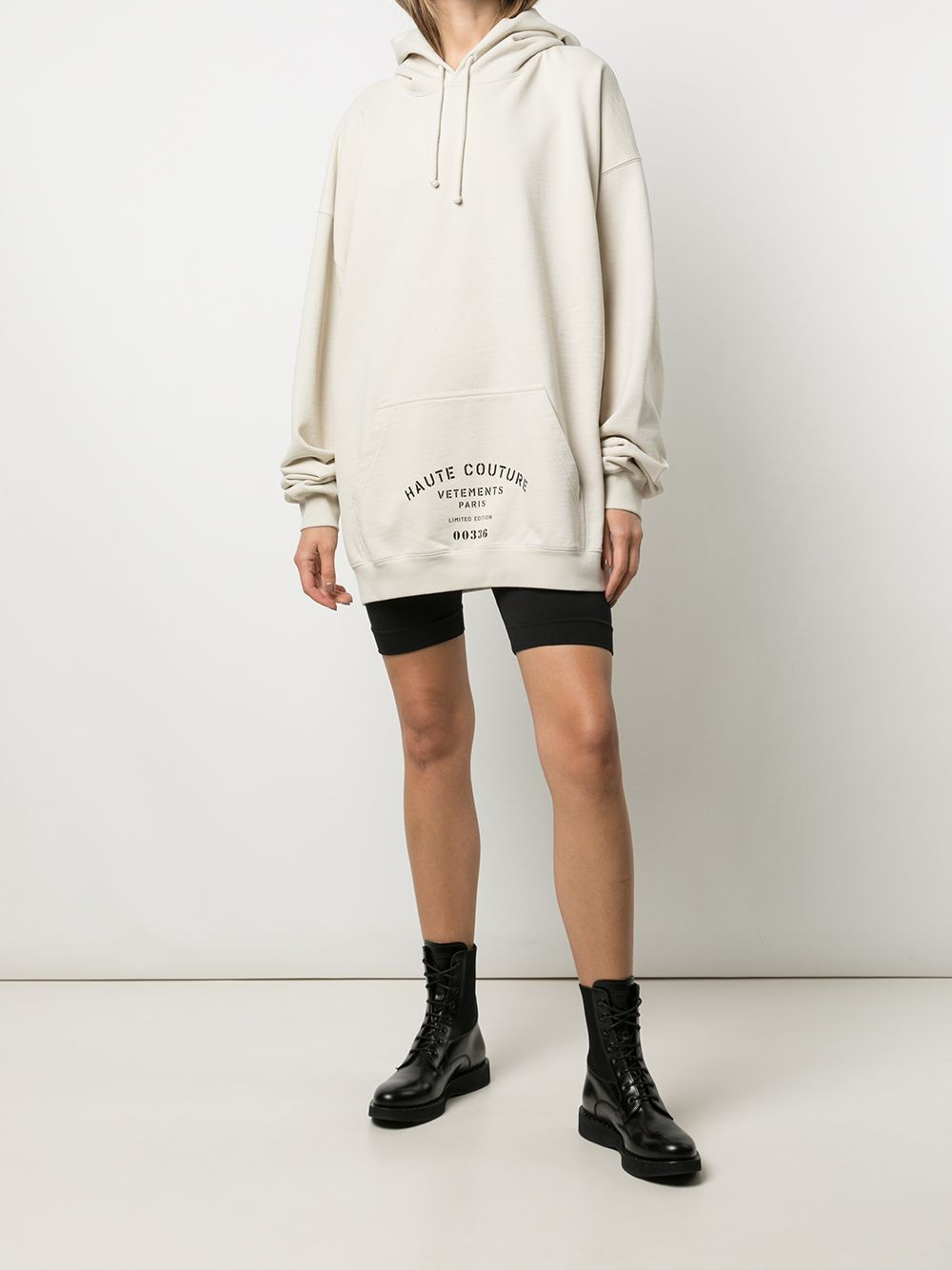 slogan-print drawstring hoodie - 2