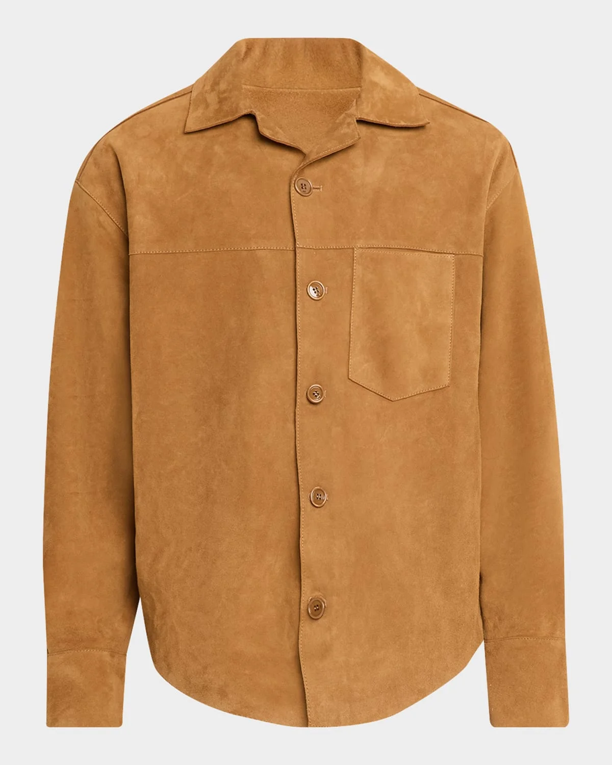 Men's Leather Button-Down Overshirt - 1