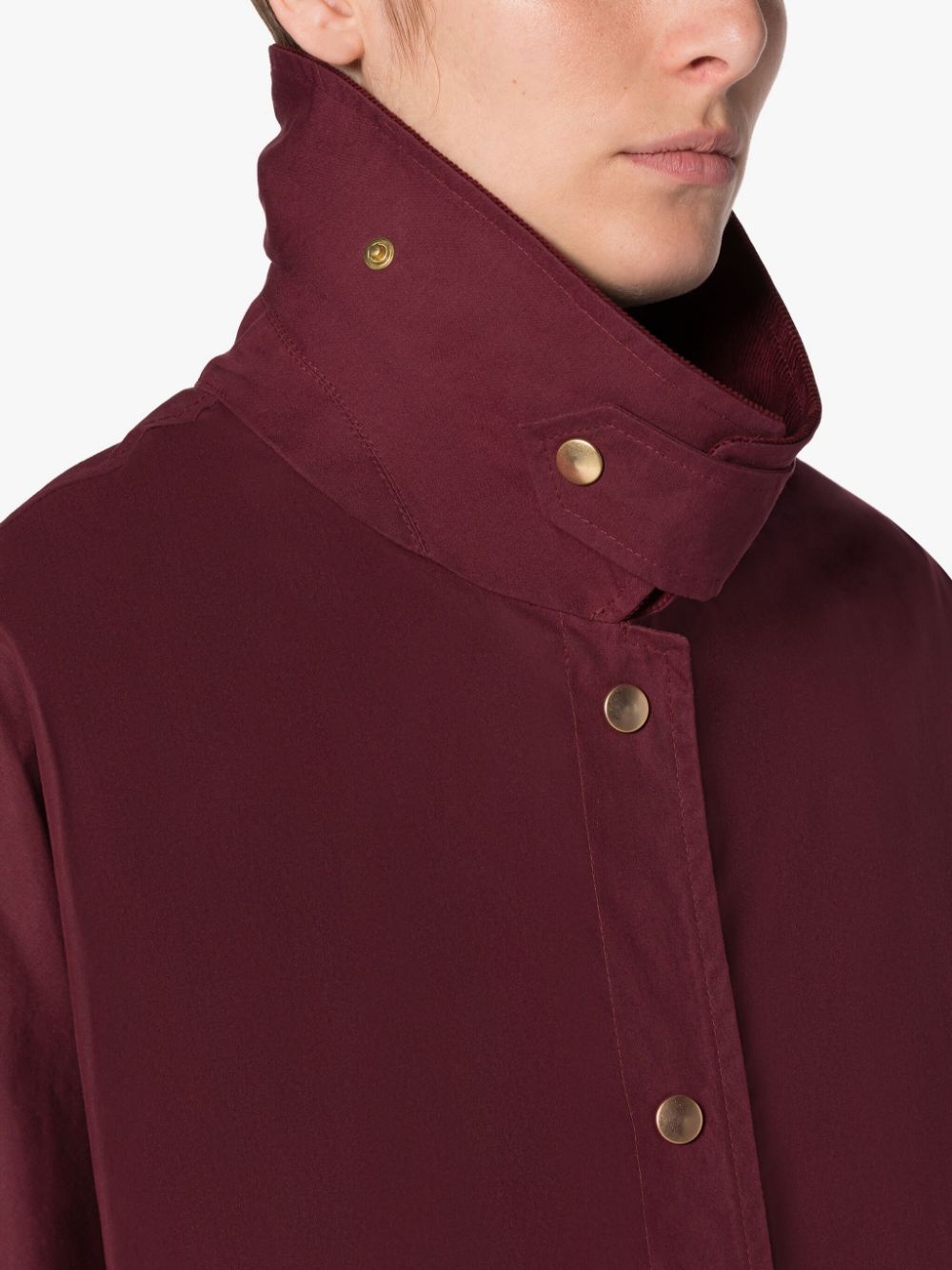 CORA BURGUNDY WAXED COTTON FIELD COAT - 5