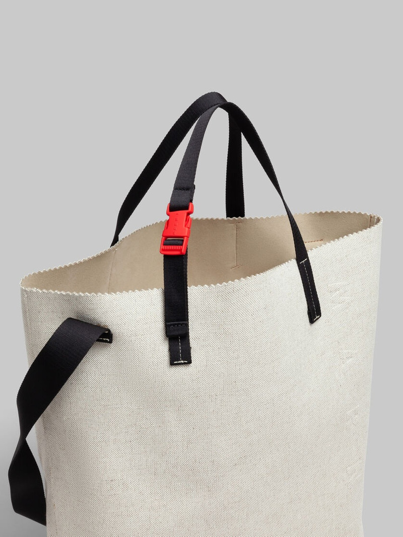 WHITE CANVAS TRIBECA SHOPPER WITH RAISED MARNI LOGO 4