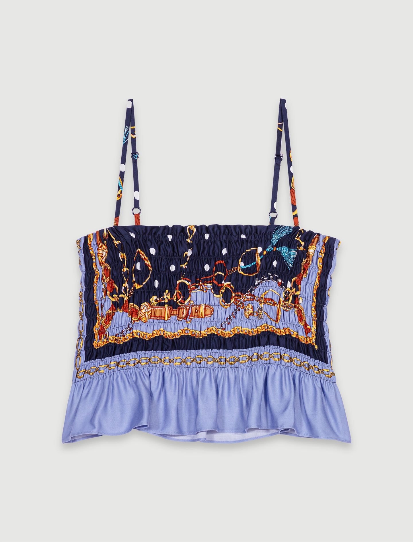 Printed smocked crop top - 1