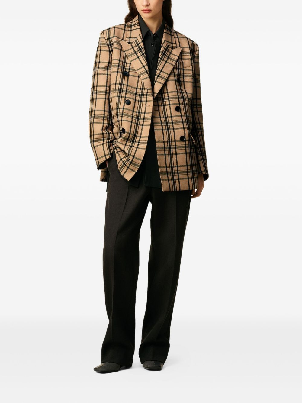 checked double-breasted blazer - 2