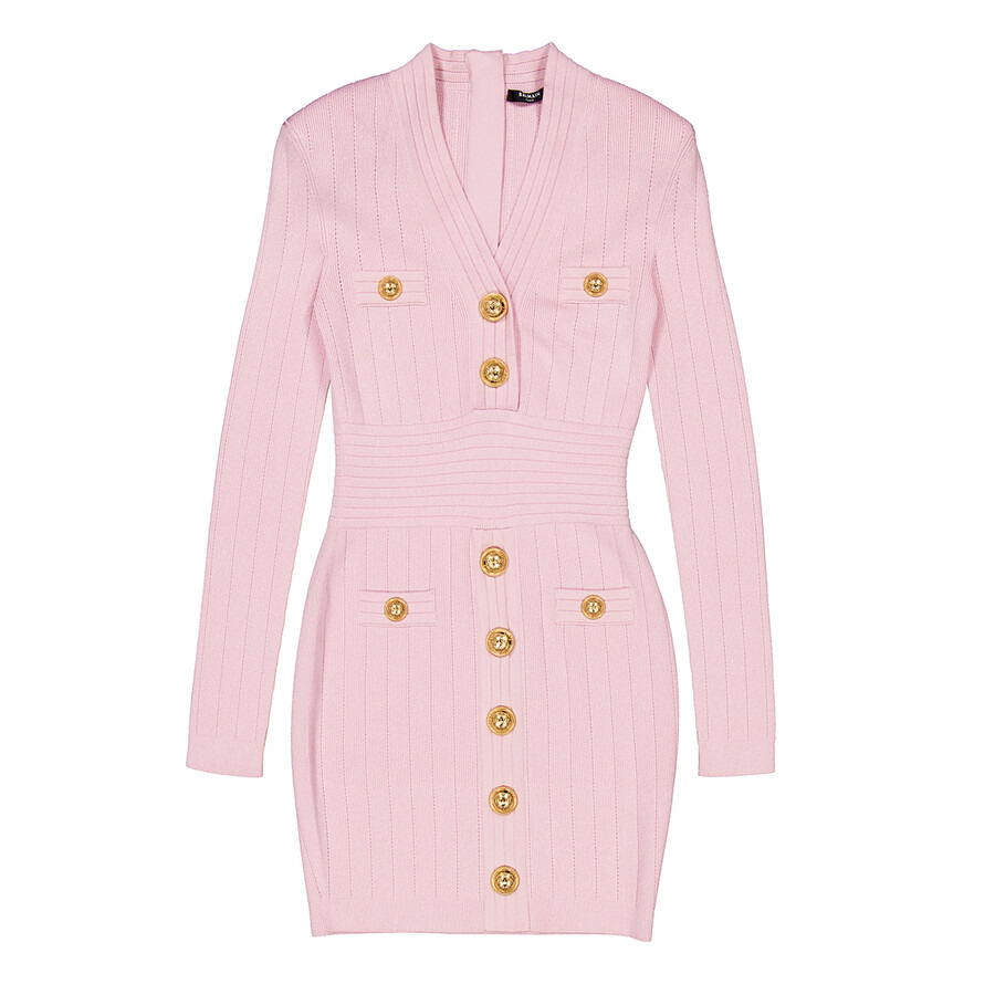 Balmain Button-Embellished Knitted Minidress - 5