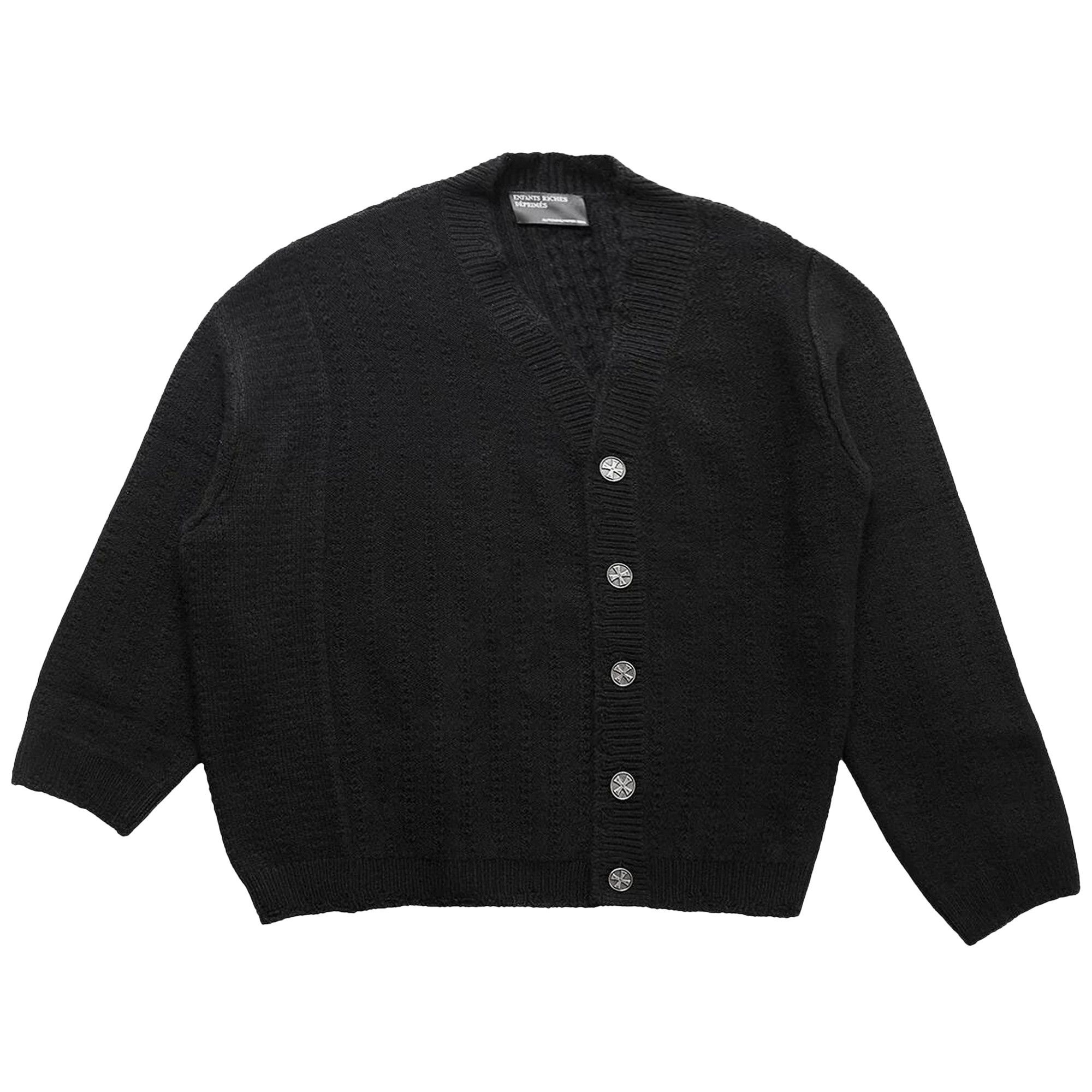 Enfants Riches Déprimés Asymmetrical Cable Knit Cardigan 'Black' - 1