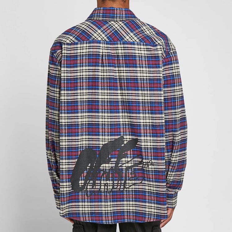 Off-White C/O VIRGIL ABLOH OW FLANNEL CHECK SHIRT BLUE OMGA091F19F330063010 - 6
