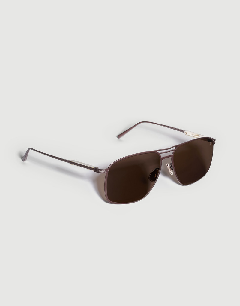 Brunello Cucinelli Rectangular titanium sunglasses outlook
