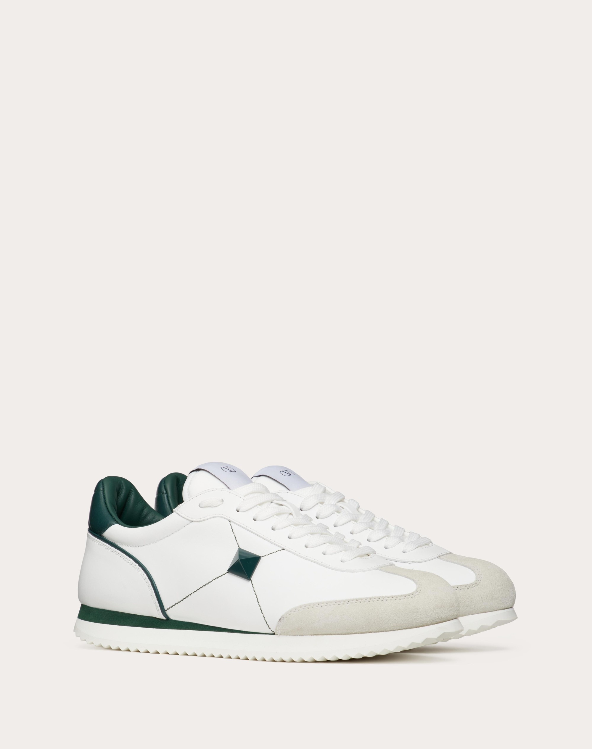 STUD AROUND LOW-TOP CALFSKIN AND NAPPA LEATHER SNEAKER - 2