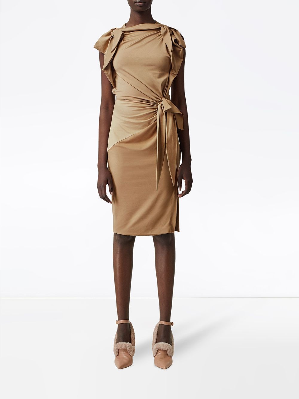 Tie Detail Tri-tone Silk Jersey Dress - 3