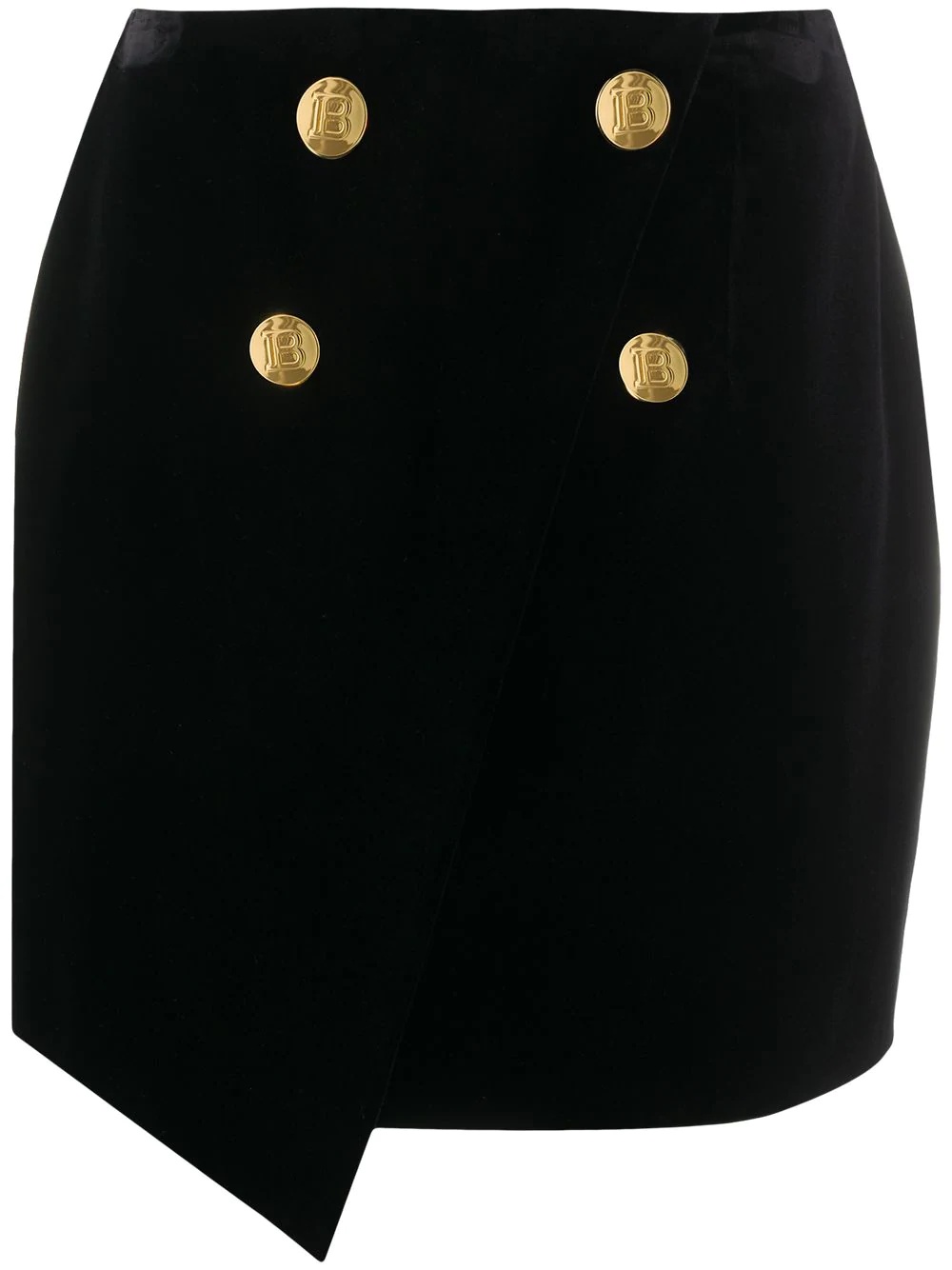 velvet button-embellished mini skirt - 1