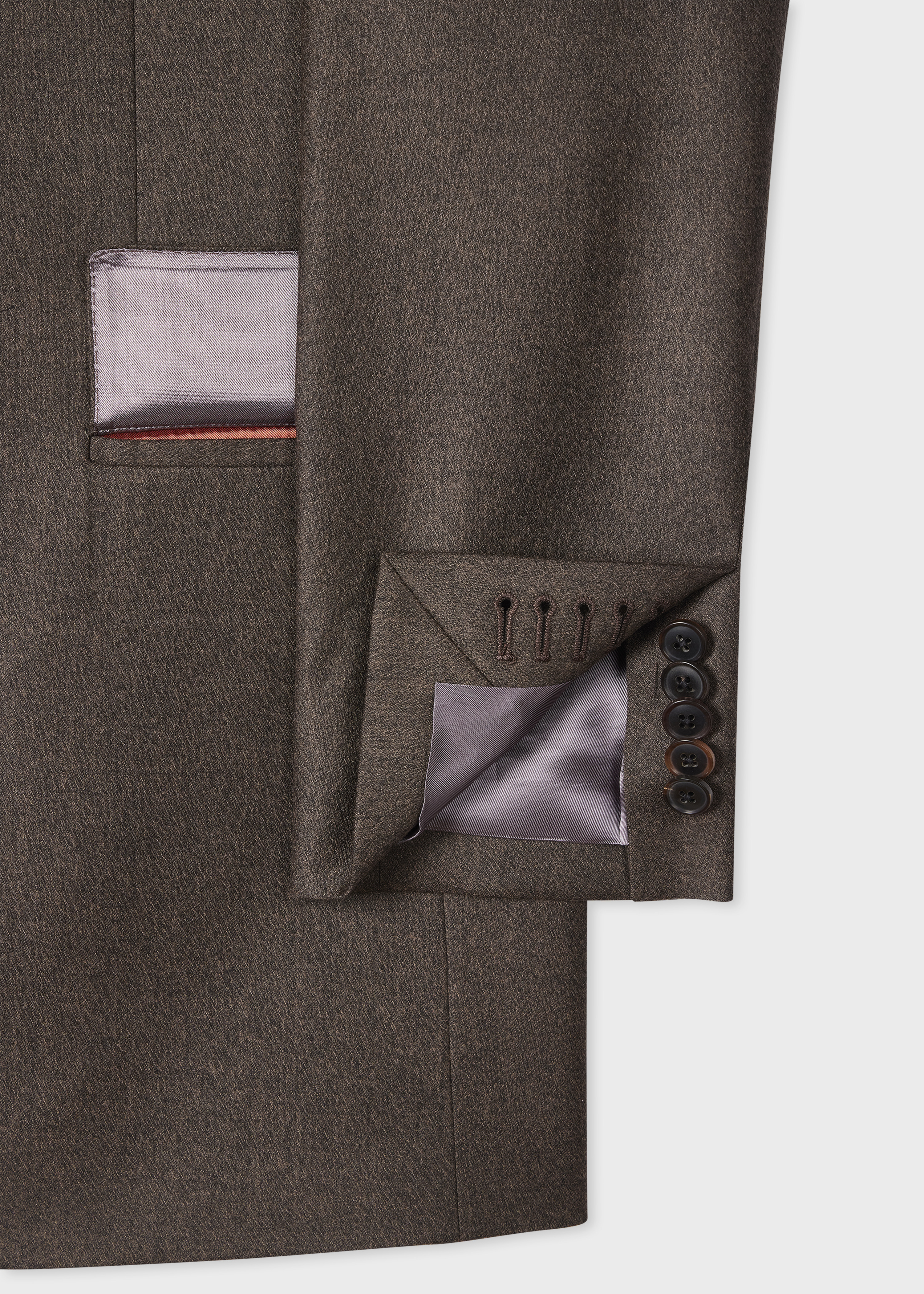 Brown Overdyed Flannel Double-Breasted Blazer - 3