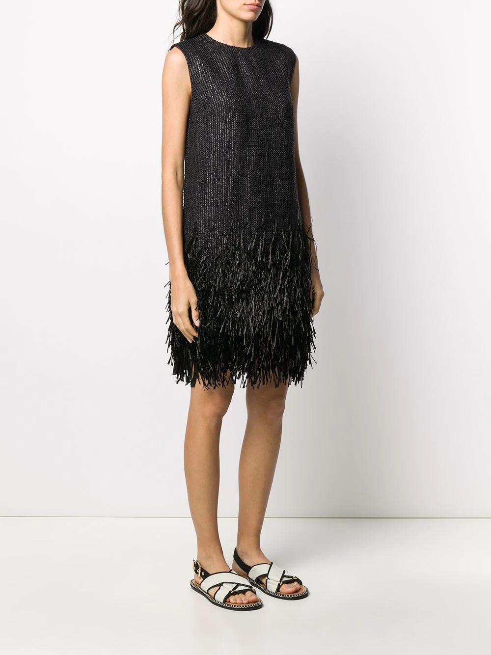 fringe-trimmed mini dress - 3