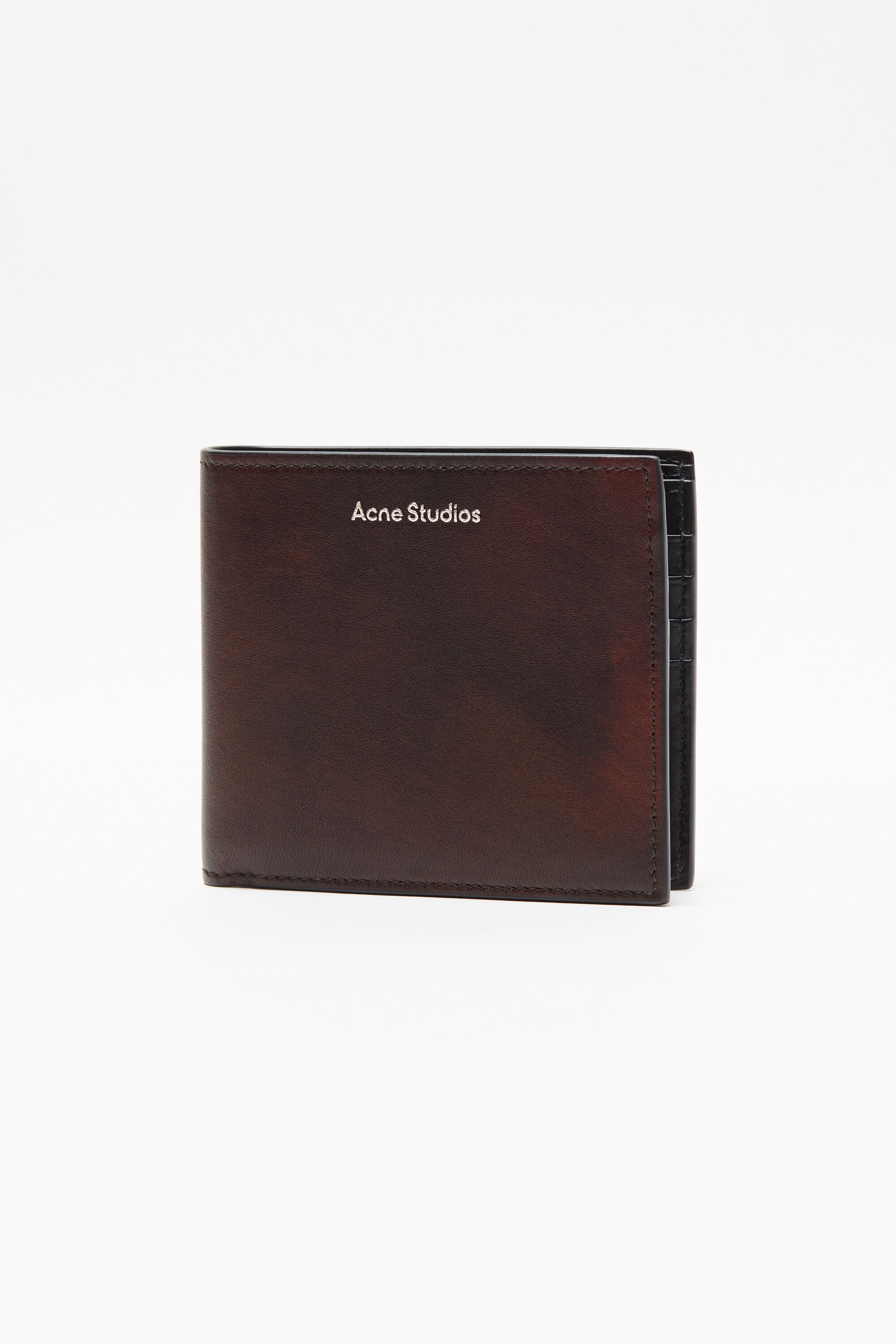 Folded leather wallet - Dark brown - 3