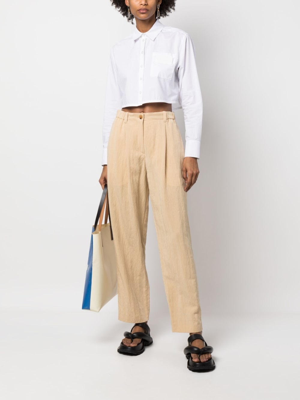 wide-leg cotton trousers - 2