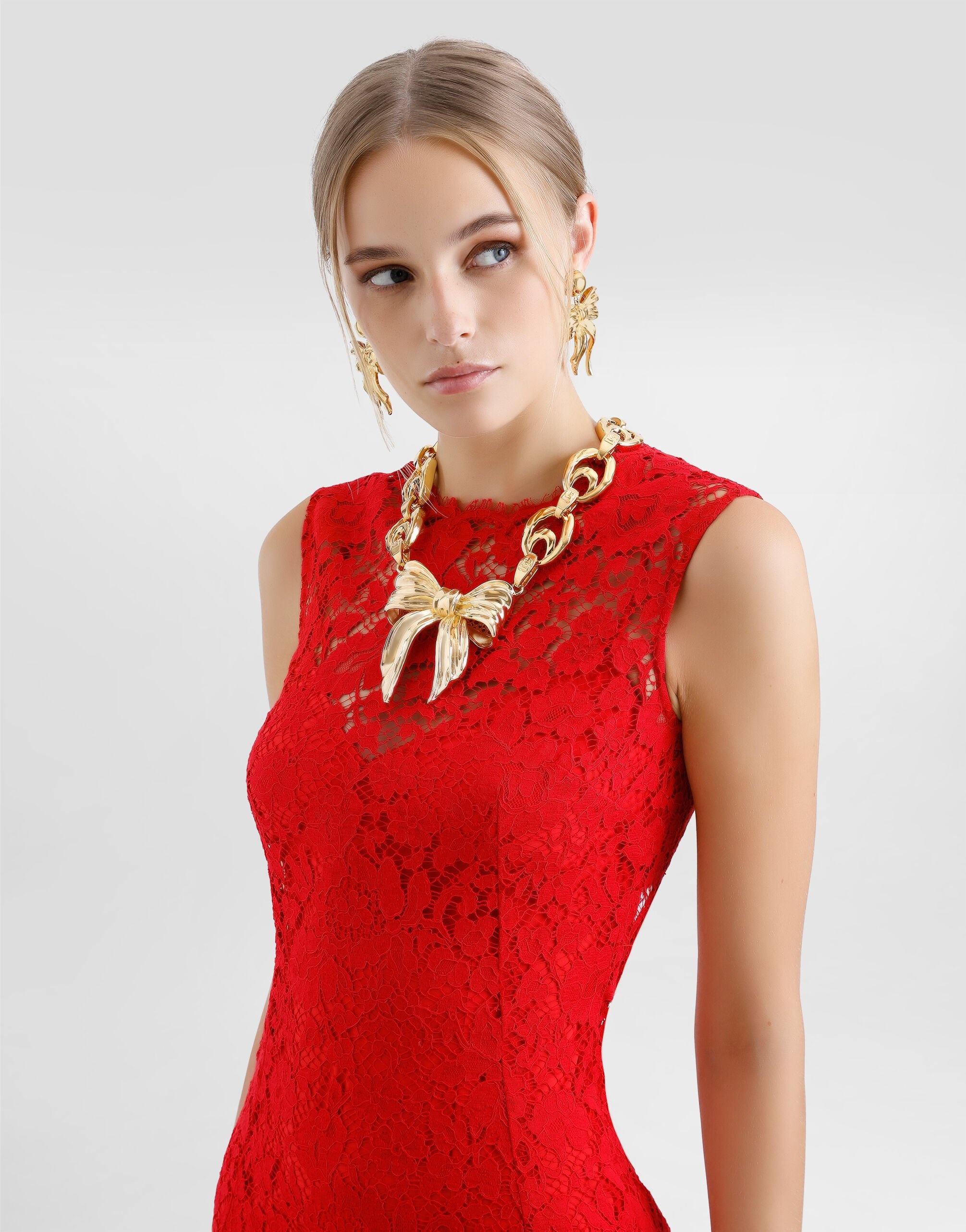 Calf-length sheath dress in floral cordonetto lace - 4