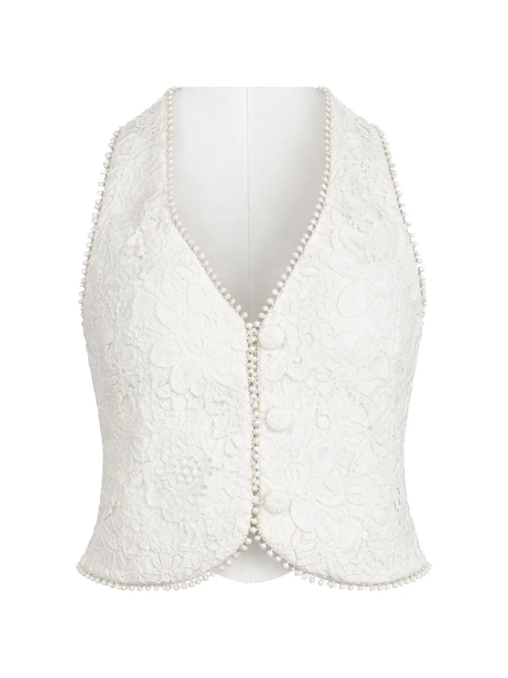 floral lace button vest - 1
