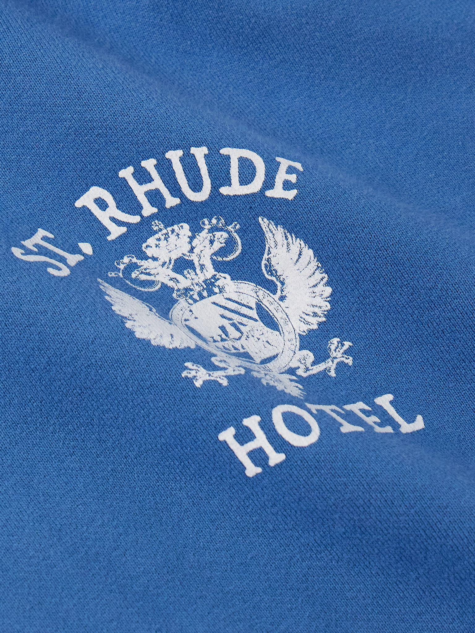 Logo-Print Cotton-Jersey Hoodie Blue - 4