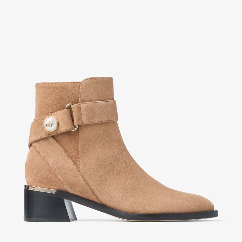 Noor 45 Toffee Velvet Suede Ankle Boots 1