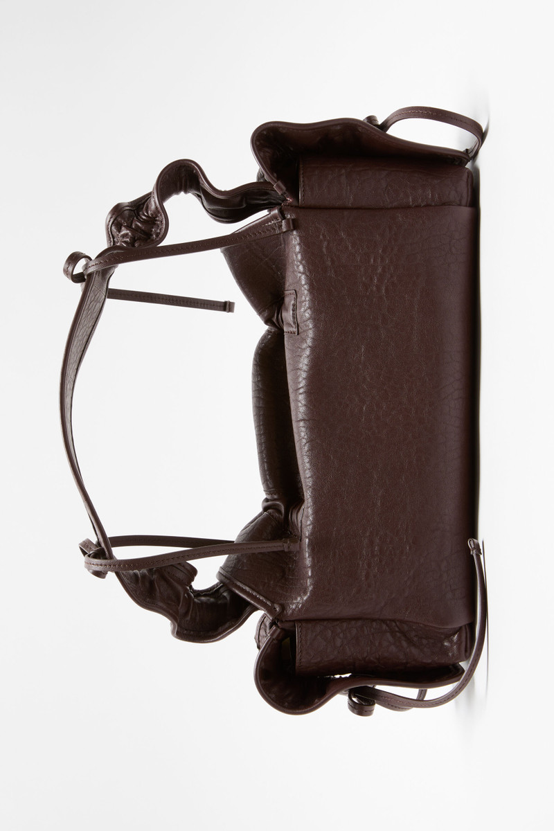 Multipocket grained leather bag - Chocolate brown 3