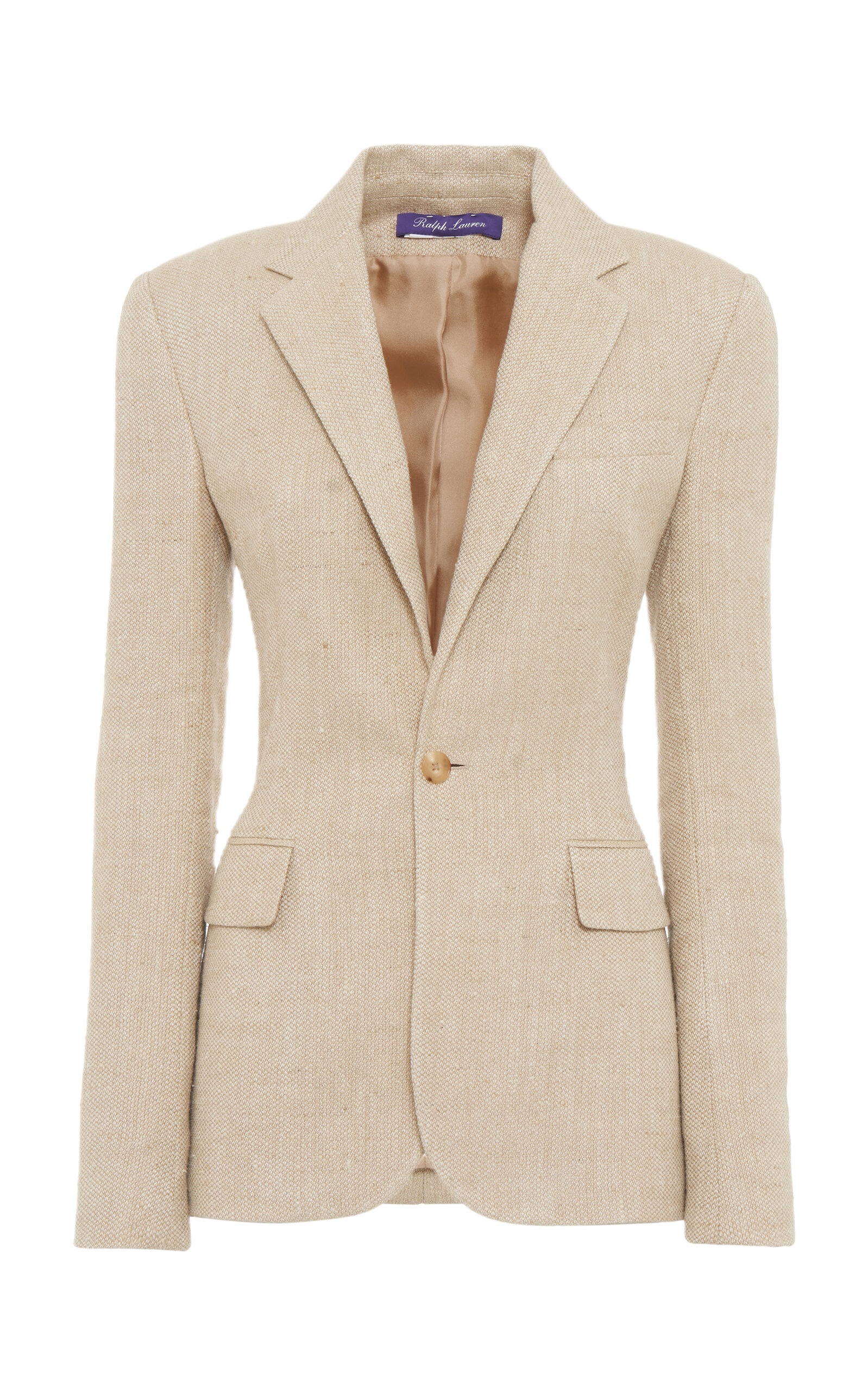 Safia Textured Linen Blazer tan - 1