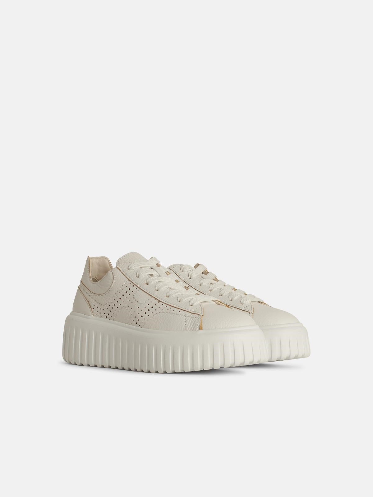 'STRIPES' WHITE LEATHER SNEAKERS - 2