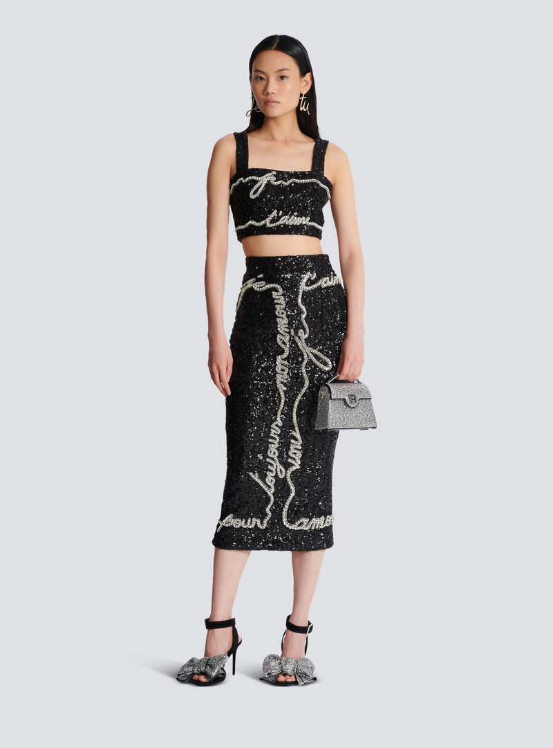 Balmain Cropped top with "Love Letter" embroidery outlook