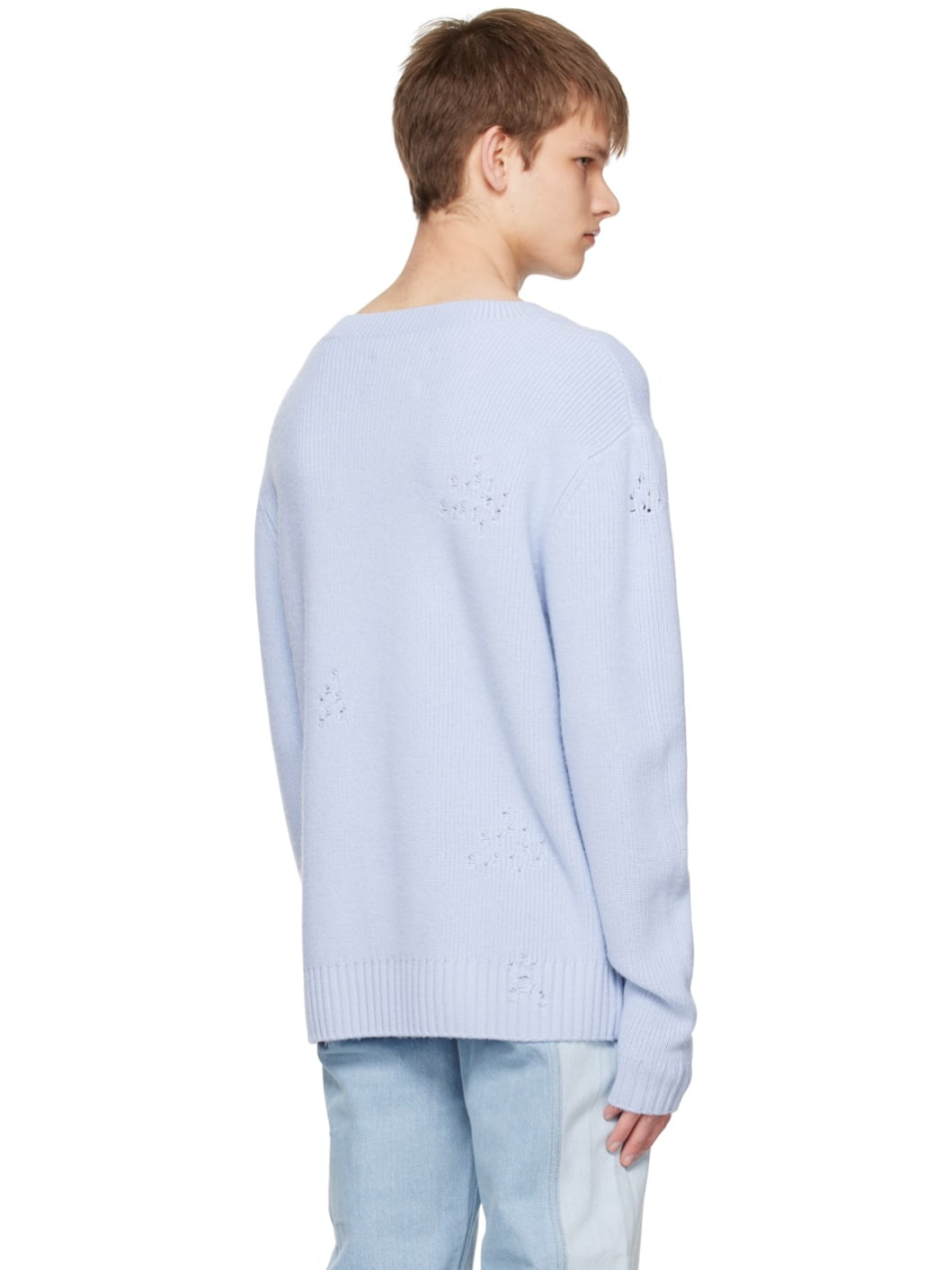 FENG CHEN WANG Blue Distressed Sweater | REVERSIBLE