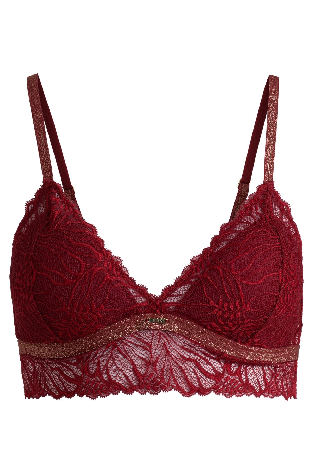 LACE TRIANGLE BRA WITH METAL LOGO TRIM - 1
