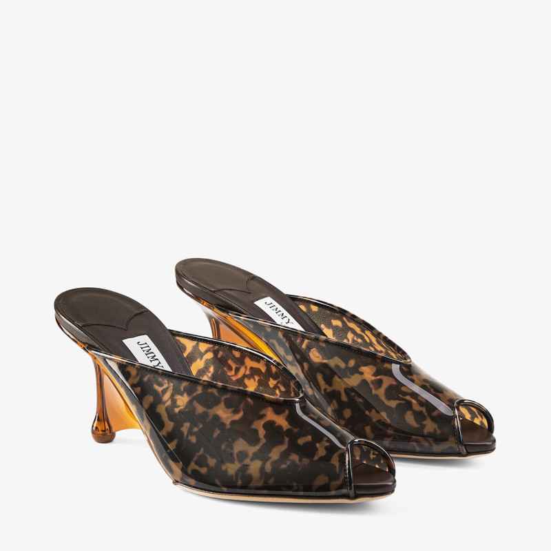 Glace Mule 80 Amber and Brown Mix Tortoiseshell TPU Sandals with Plexy Wedge 2