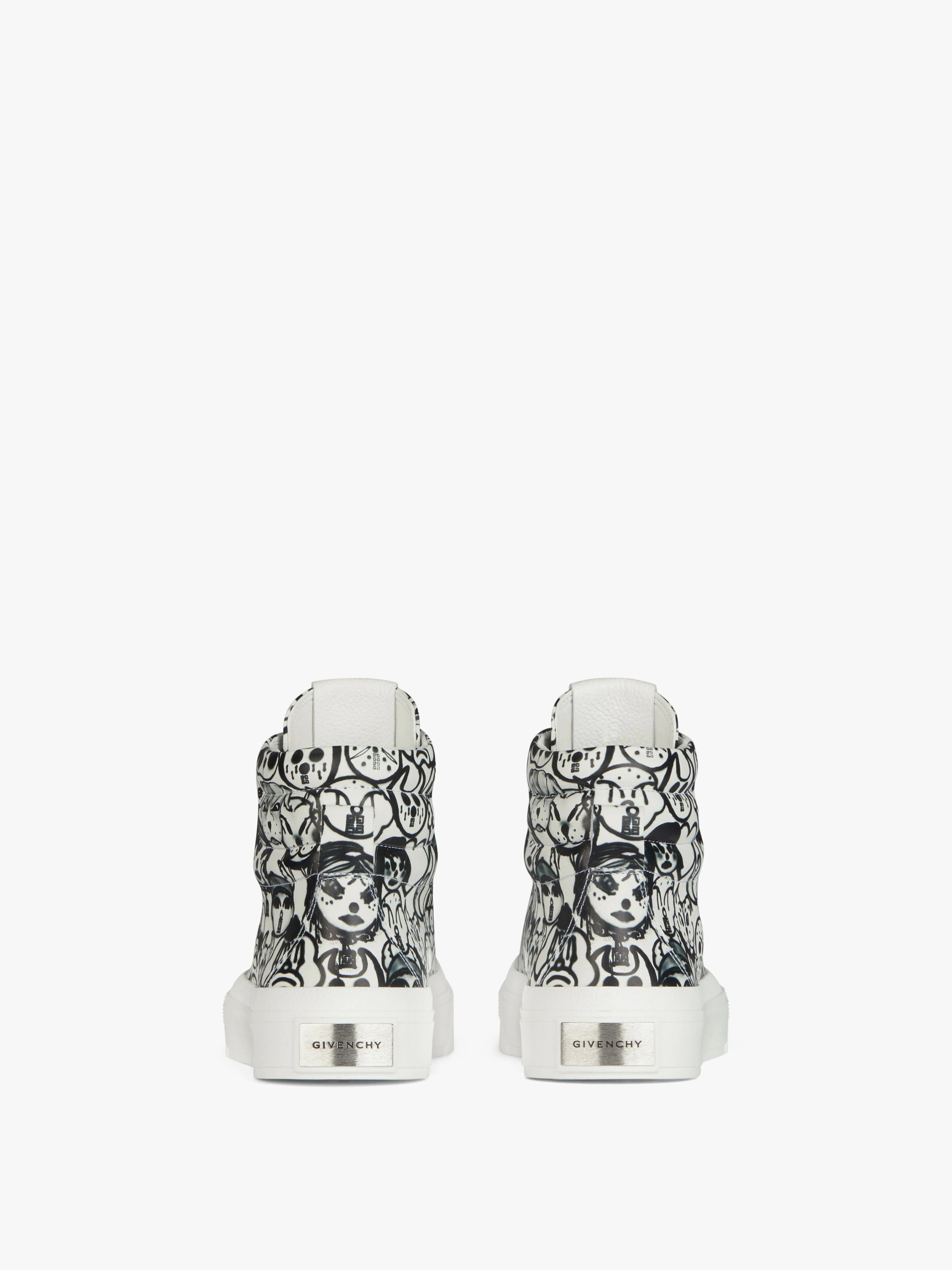 HIGH SNEAKERS CITY IN LEATHER WITH TAG EFFECT PRINTS - 7