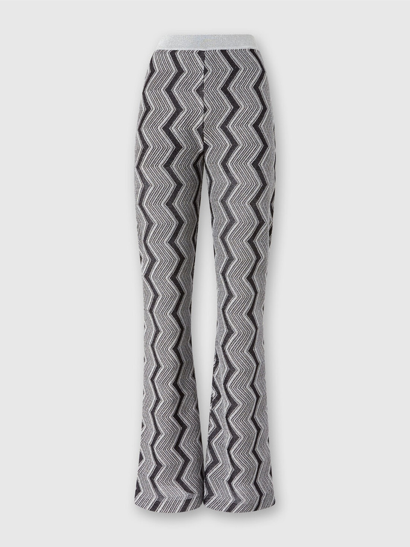 Flare trousers in zig zag lamé viscose - 1