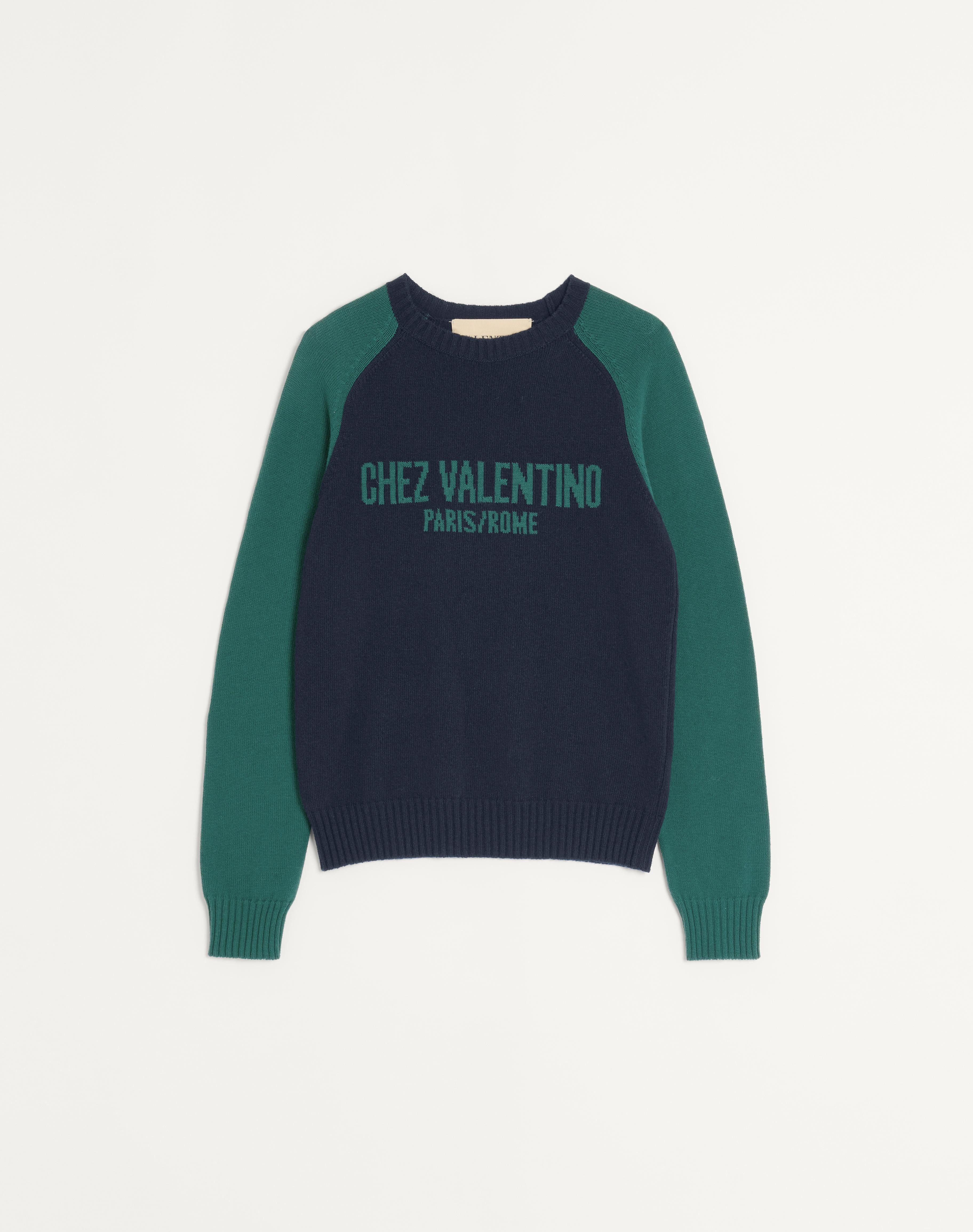 WOOL AND COTTON SWEATER WITH CHEZ VALENTINO JACQUARD PATTERN - 1
