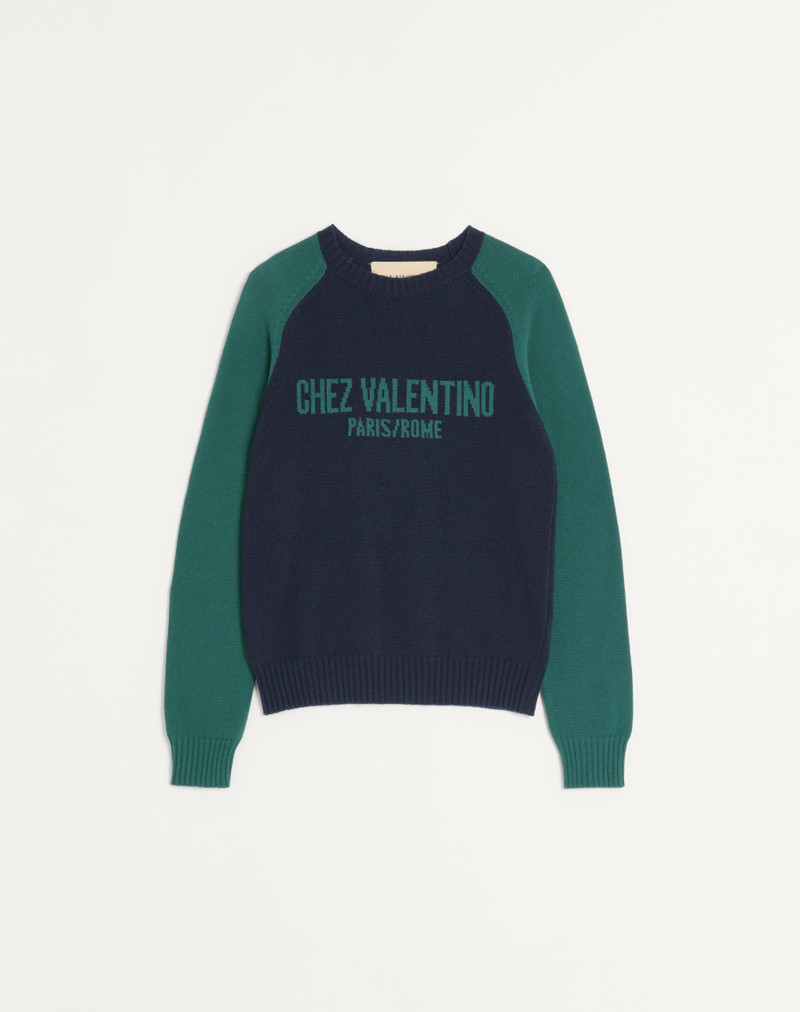 WOOL AND COTTON SWEATER WITH CHEZ VALENTINO JACQUARD PATTERN 1