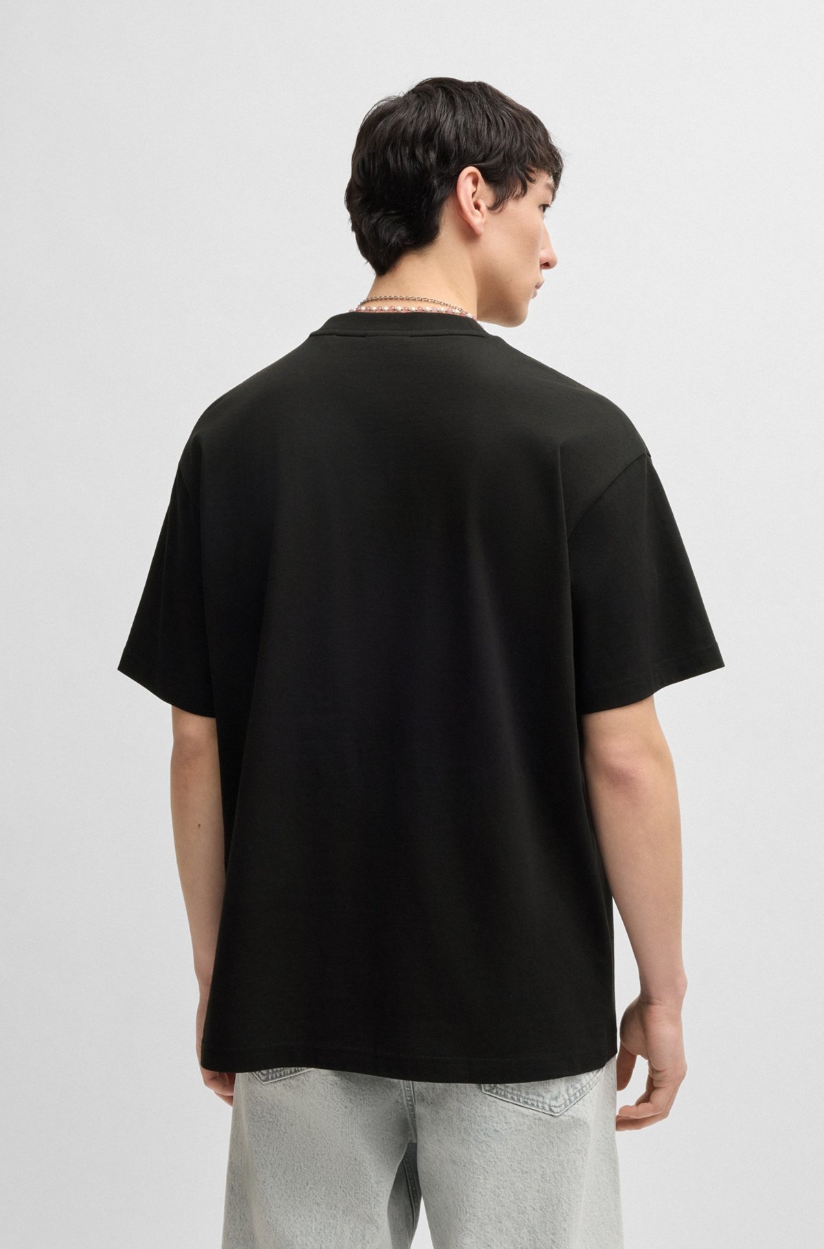 OVERSIZE-FIT T-SHIRT IN COTTON WITH HAPPY HUGO LOGO - 5