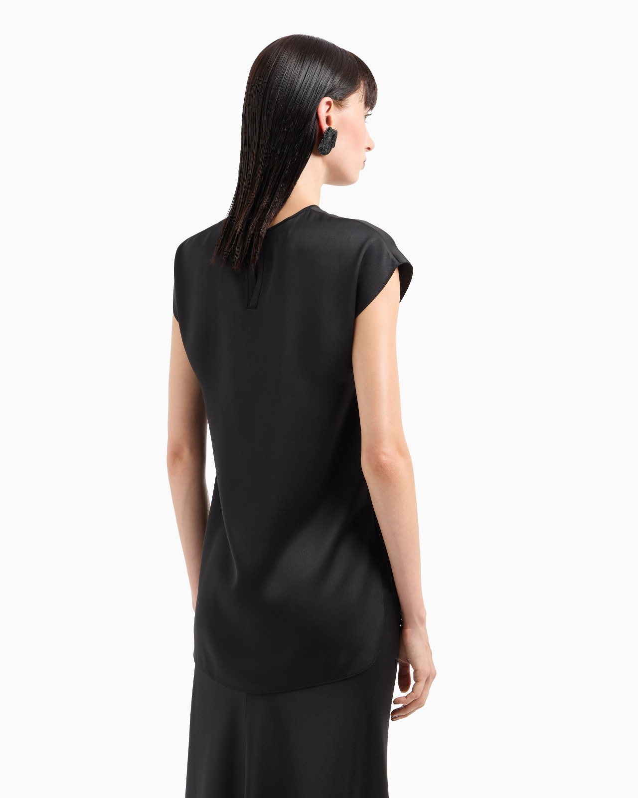 Long blouse in silk double satin - 3