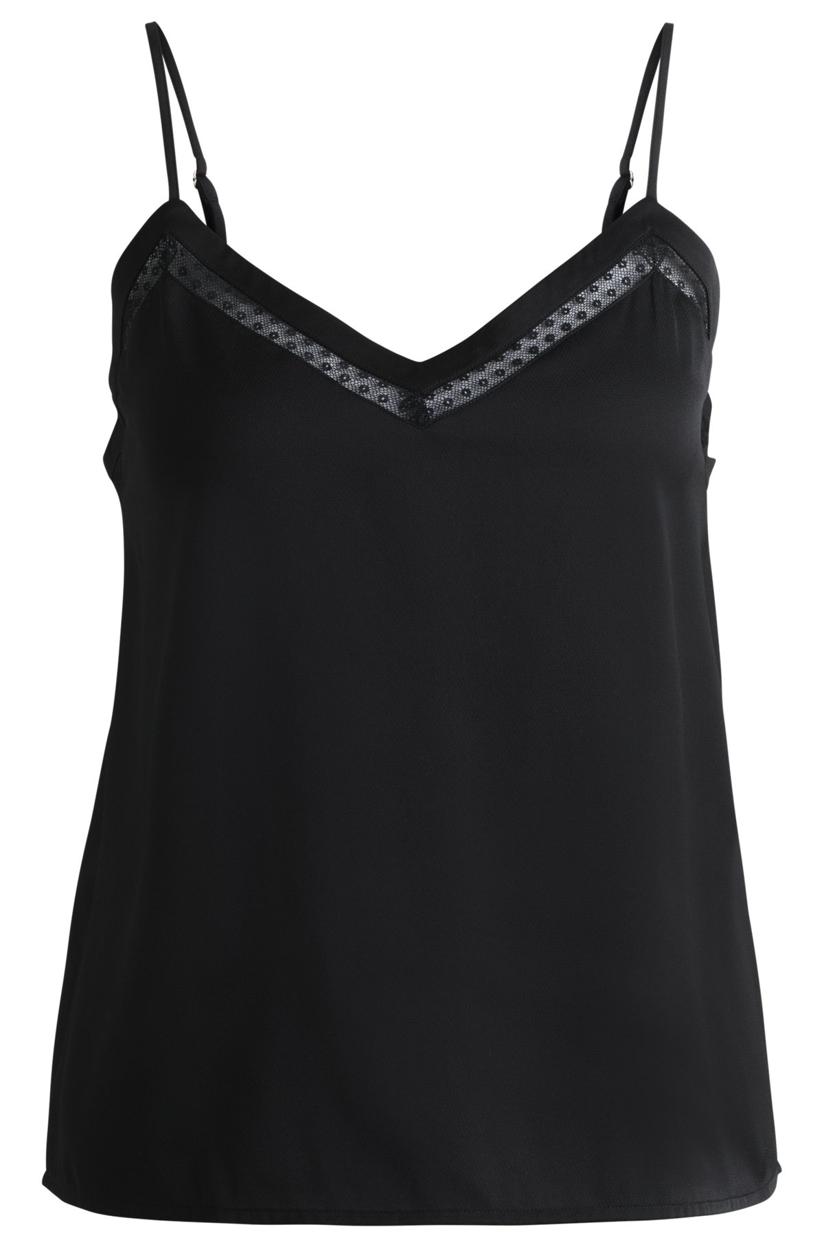 HAMMERED-SATIN CAMISOLE WITH LACE INSERT - 1