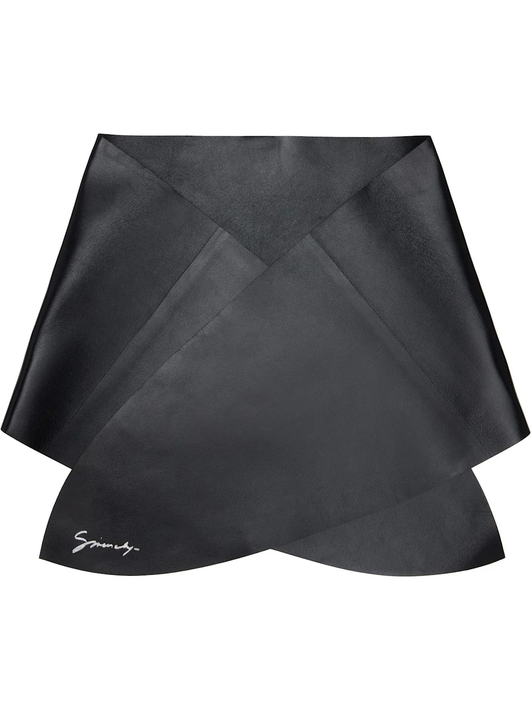 Black Lamb Leather Scarf - 1