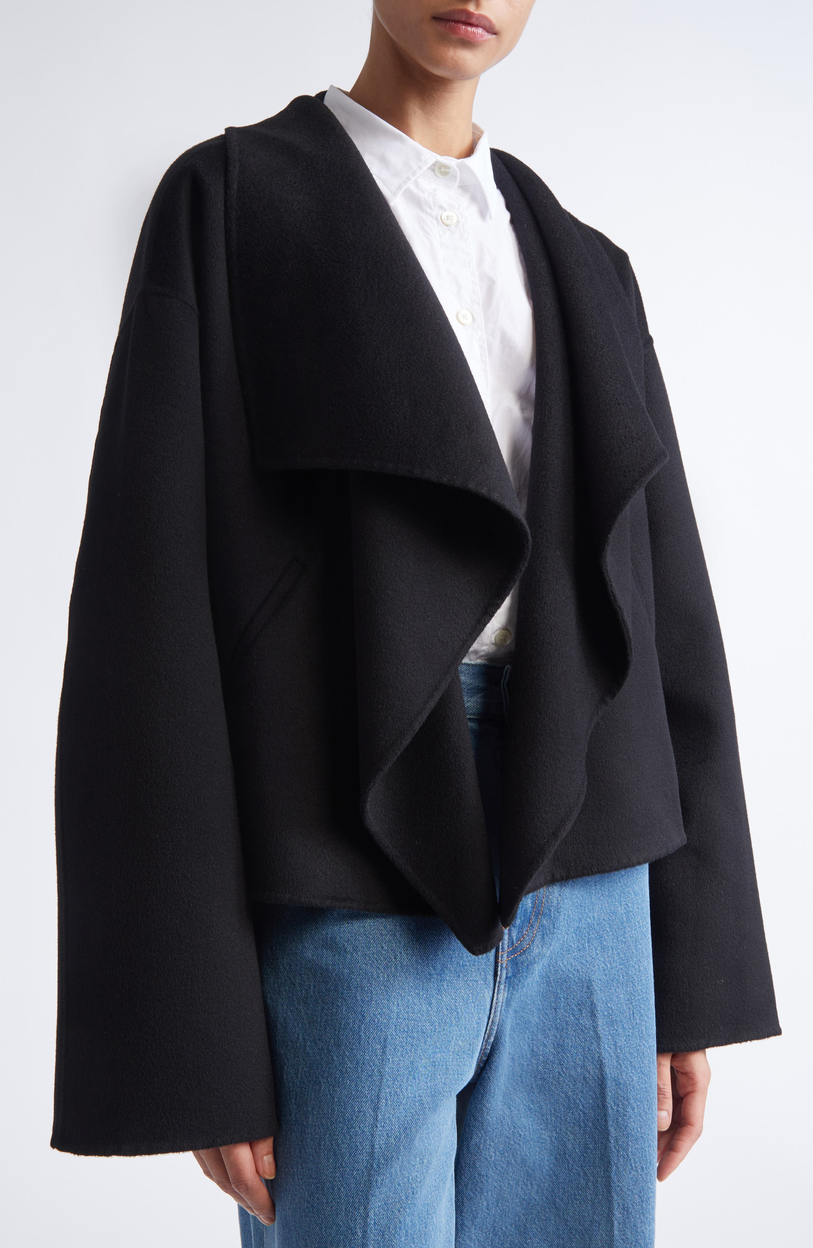 TOTEME Signature Double Face Wool Jacket in Black at Nordstrom - 5