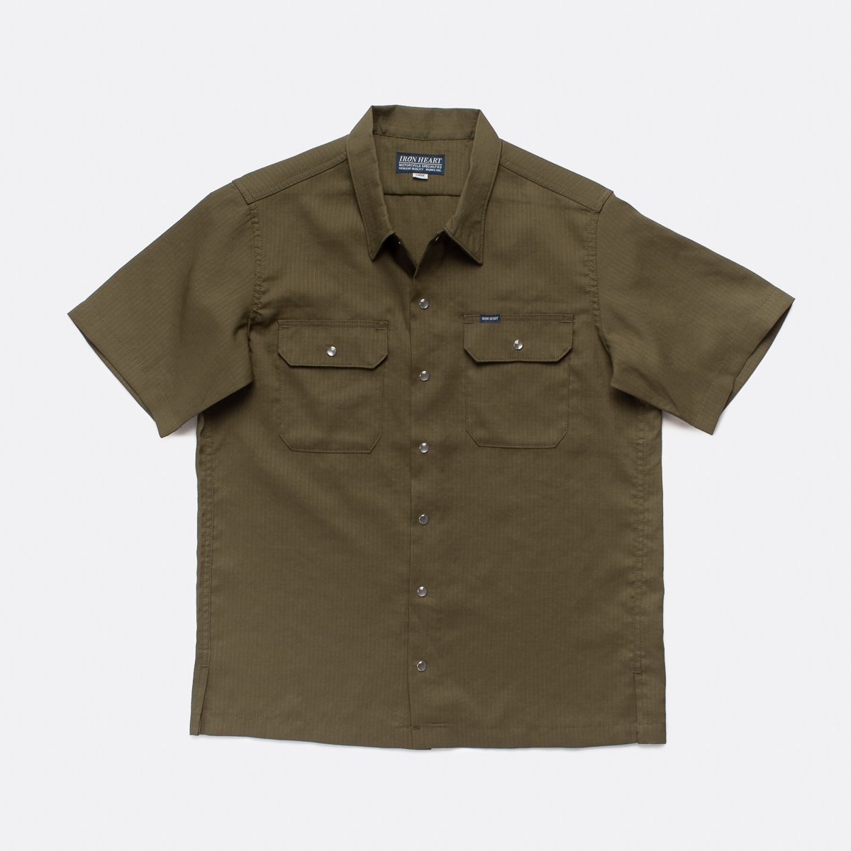 IHSH-286-OLV Ripstop Short Sleeved Mechanic Shirt - Olive - 1