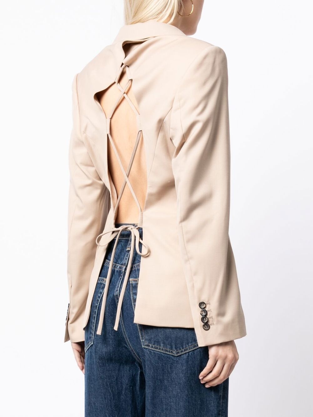laced open back tailored blazer - 4