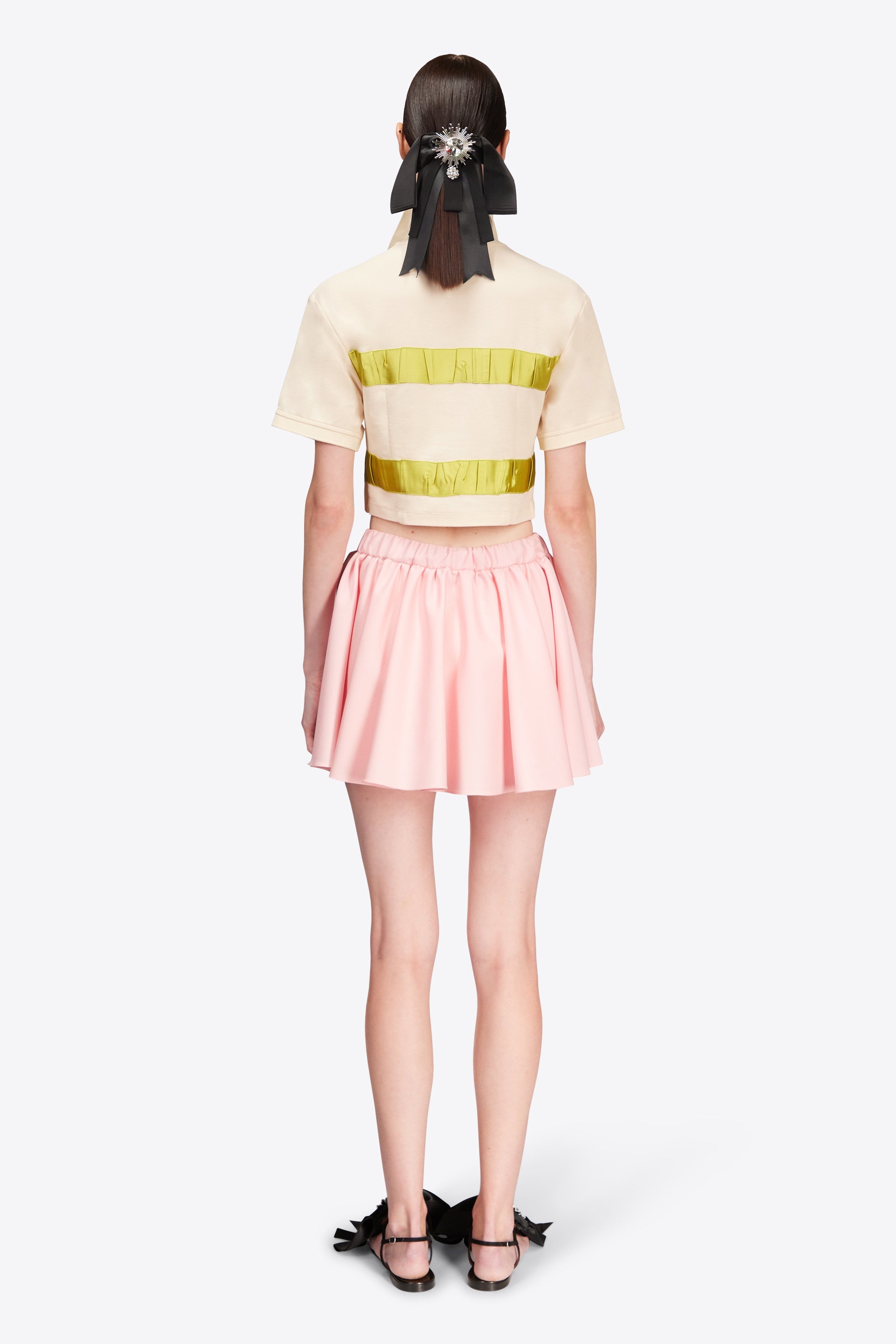 CRYSTAL EMBELLISHED BOW CROPPED POLO - 6