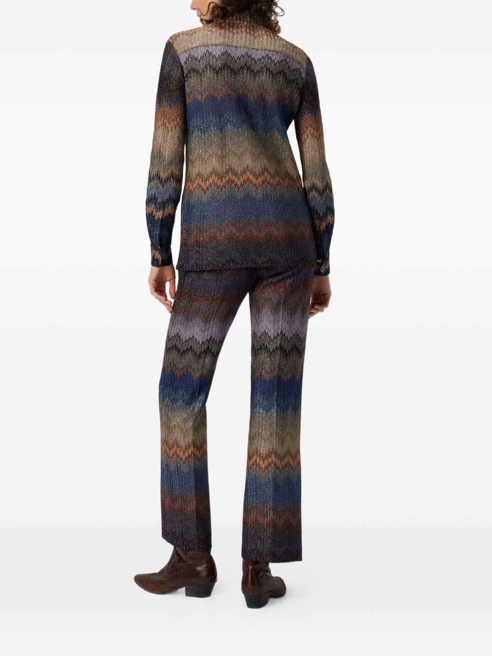 chevron-pattern metallic shirt - 3