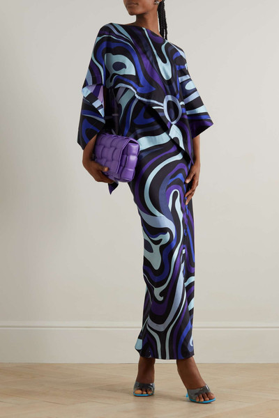 PUCCI Cape-effect printed silk-blend satin maxi dress outlook