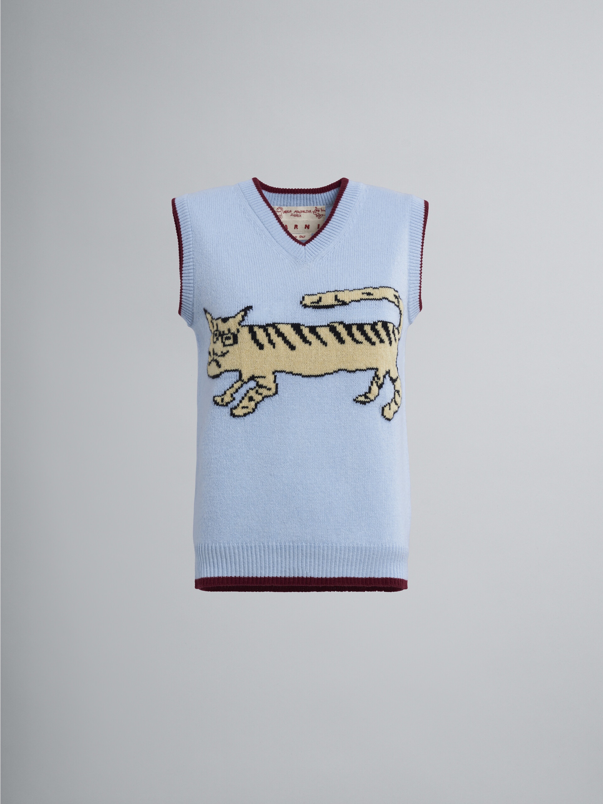 NAIF TIGER INLAID WOOL AND CASHMERE VEST - 1
