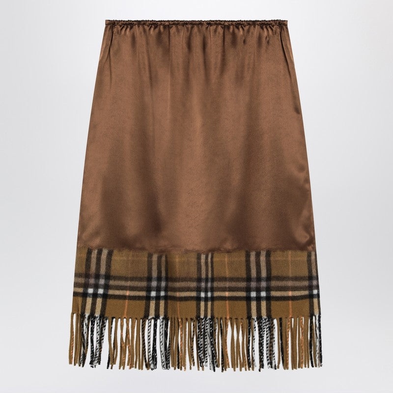 Burberry Satin Skirt With Check Panel Women - 1